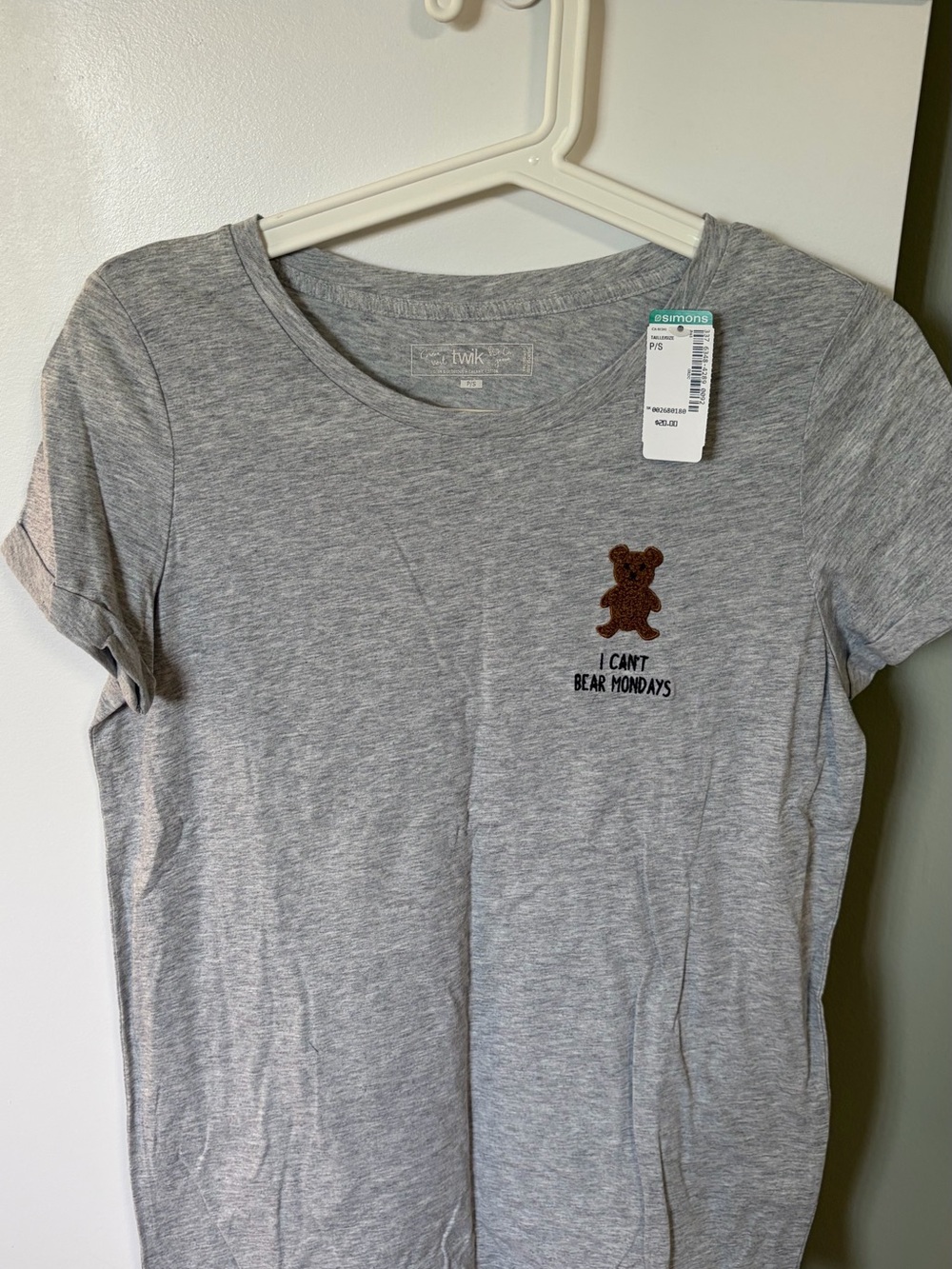 Simons Heather Gray Tee with Brown Teddy Patch